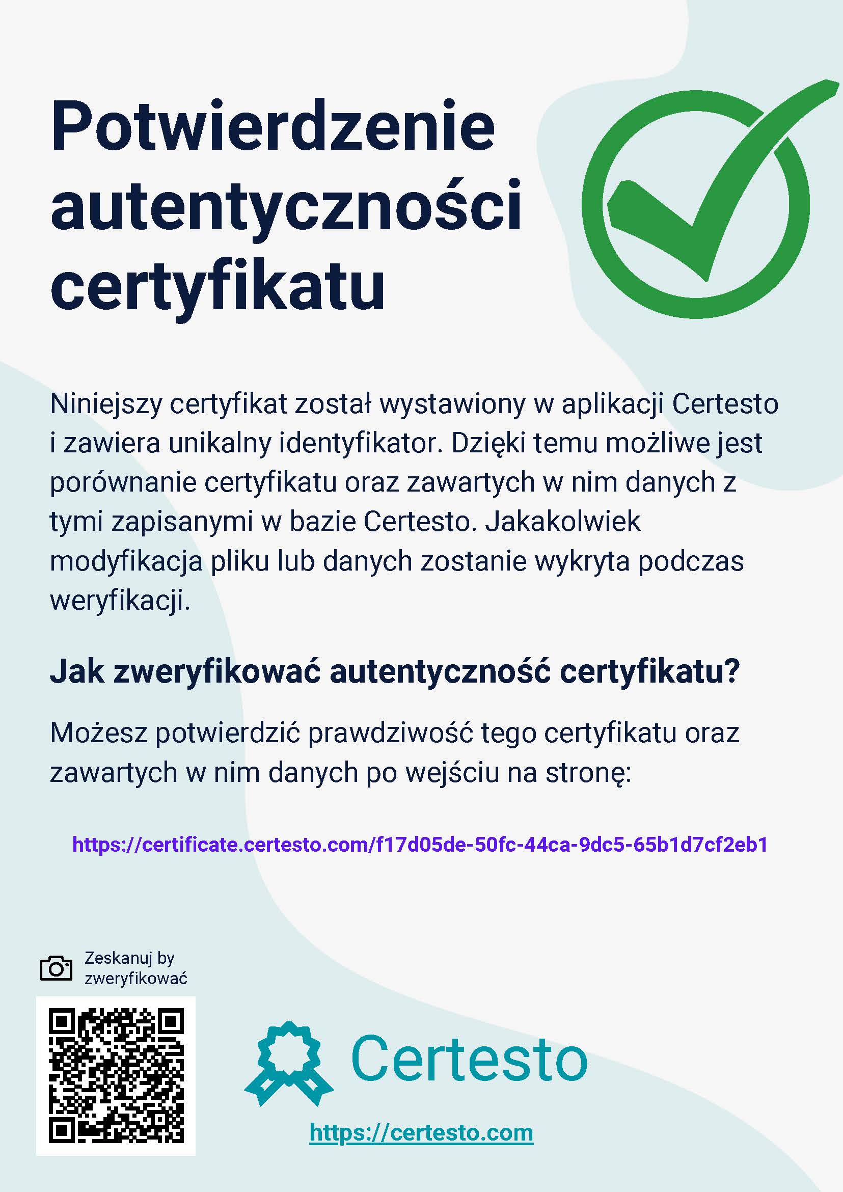 Certyfikat Wójta Certyfikat Wójta